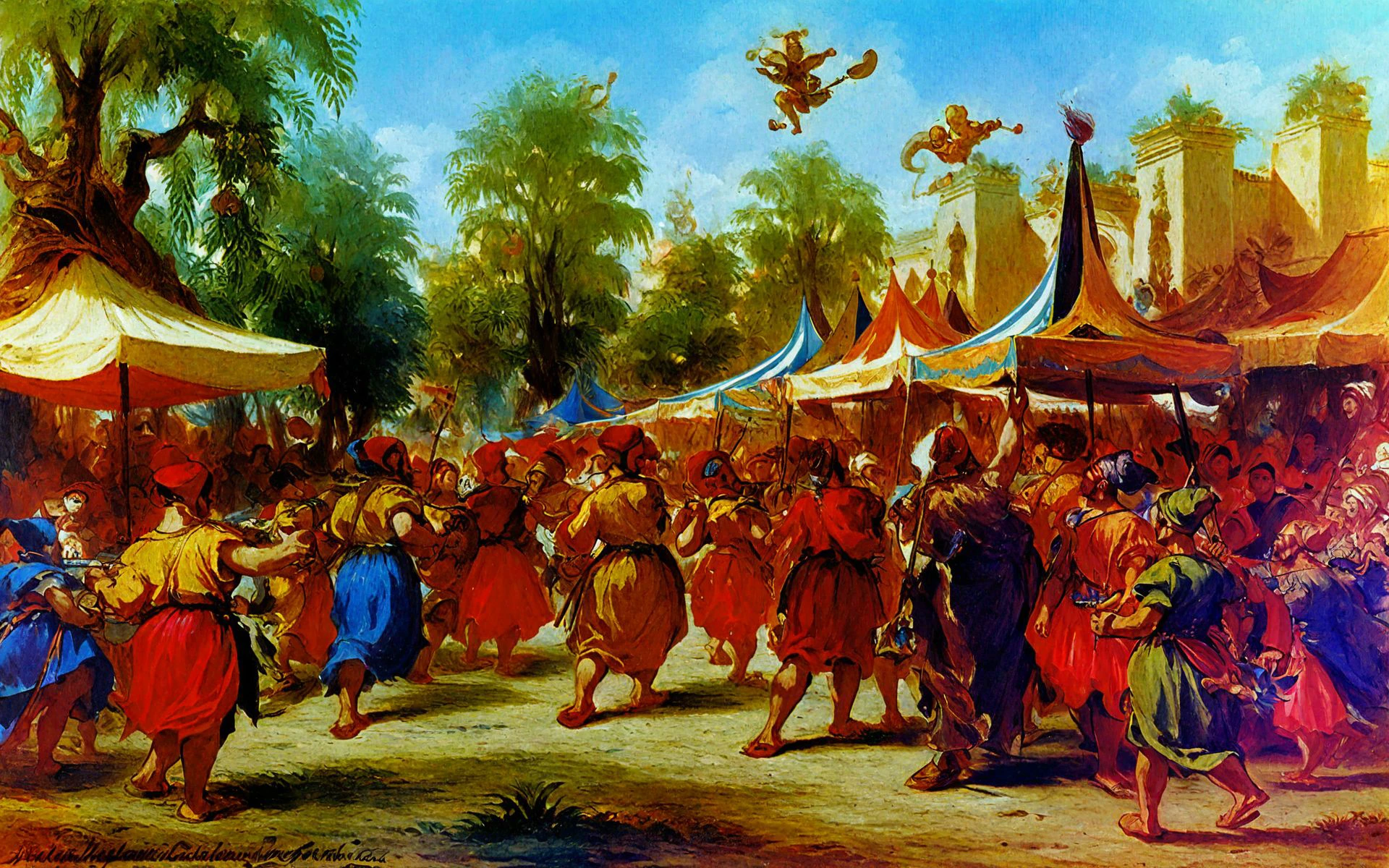 <lora:eugene-delacroix_pony_v1:1> '   traditional media  ' by Delacroix Eugene  in 1853,  festival in rome. cupid and personifications saint paul tree, score_9, score_6_up, score_7_up