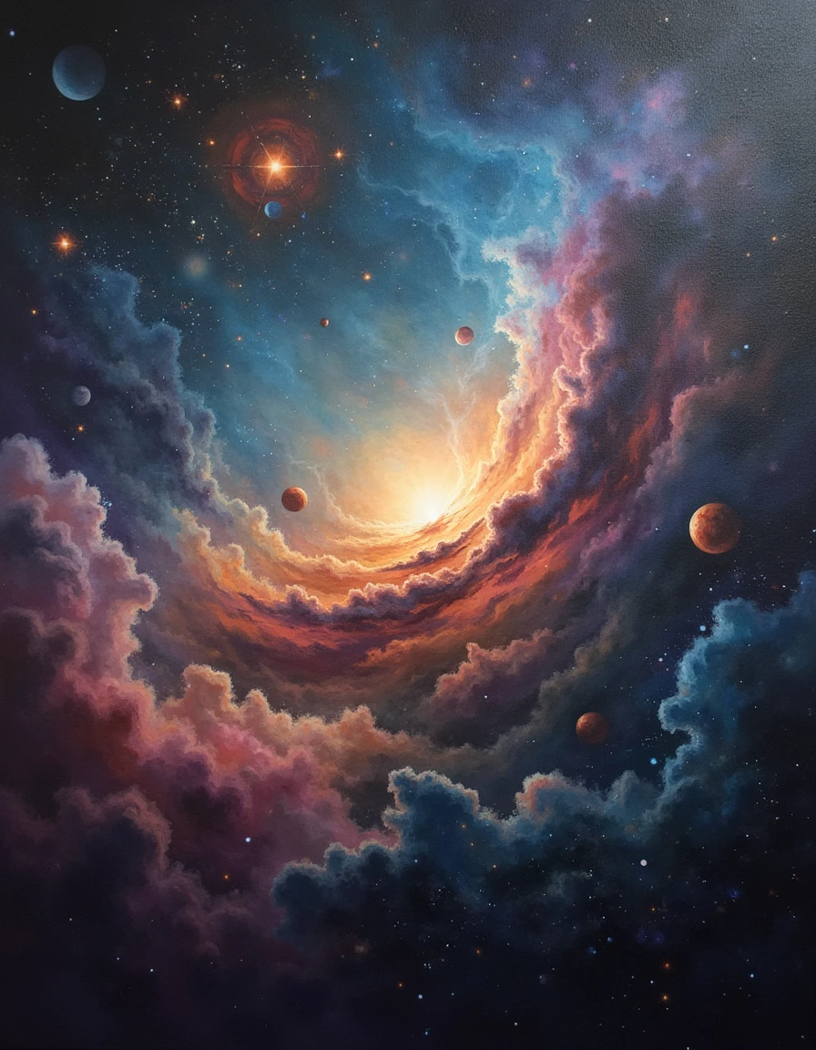 An atmospheric painting of a a galactic nebula