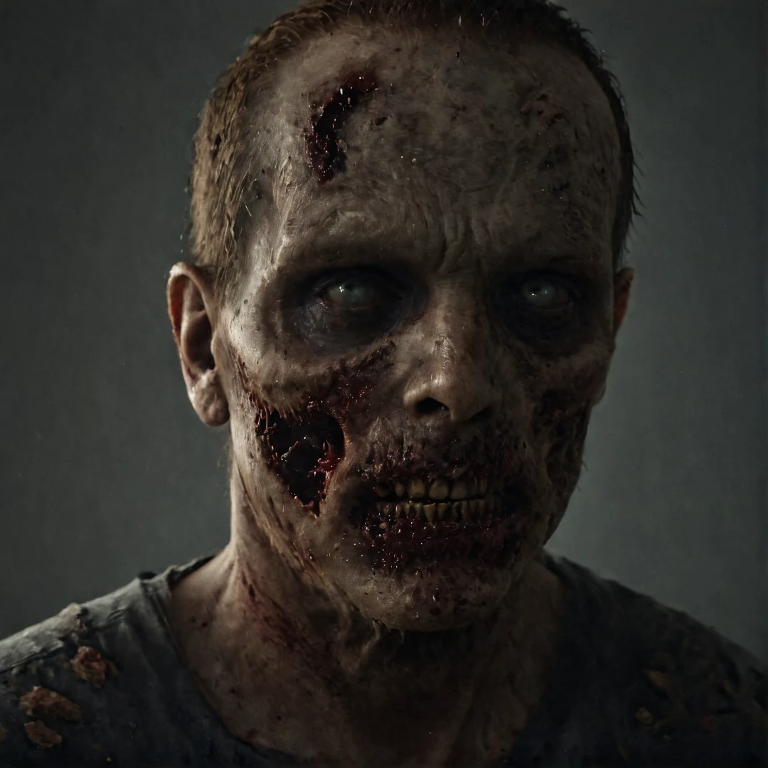 
In an award-winning upper body portrait photo, (((a zombie caught in the red death))), (Pieces of decaying flesh hang off), 
revealing fragments of his skull, dramatic shadows, 
the backdrop portrays a large group of zombies walks through the overgrown school hall, Each zombie is highly detailed, 
The high-resolution image, ((realistic Facial hair)), ((detailed full Short beard)), realistic decaying skin,
ultra-detailed, Red goo, Goo, The red death, Red muscle tissue, Disgusting, Icky, Yucky, Gross, Someone caught in the red death, 
bloody, photorealistic, decay skin, ultra realistic skin, ultra realistic face, ultra realistic background, ultra realistic Environmental,
lost place, dark, Zombie, disturbing, zombie Apocalypse, realistic, highly detailed, cinematic light, falling apart, realistic, symmetrical, highly detailed, harsh lighting, cinematic lighting, contrast, textured skin, cold skin pores, hasselblad, hard light, 
gigapixel, 85mm, F/4, ((Large group of zombies walking Male/FemaleAdult/kid in the background)), ((realistic eyes)), ((realistic iris)), perfecteyes, realistic decaying lips, Apocalypse, post-apocalyptic world, zombie apocalypse, (UHD, 8K, ultra detailed, best quality, best aesthetic, amazing detail, work of a master), 
sss, perfect hands, dark atmosphere, skin texture style, detailed skin pore, realistic skin style, volumetric lighting, cinematic lighting, sss, perfect hands, dark atmosphere, (highly detailed background, shallow depth of field), (Facing the camera), looking at viewer, Movie frame cinematic, 
((movie scene, cinematic scene)), (professionally color graded), ((bright soft diffused light)), volumetric fog, hdr 4k, 8k, ((realistic)), ((action scene, Crystal clear image, clear image)), dslr camera, 55mm camera, 75 ISO sensitivity,  
Focal lengths at full frame equivalent, HDR, (Front facing), ((ray tracing, realistic, realistic face, realistic sky, Face Symmetry, Natural light, subsurface scattering)), skin tone style, 