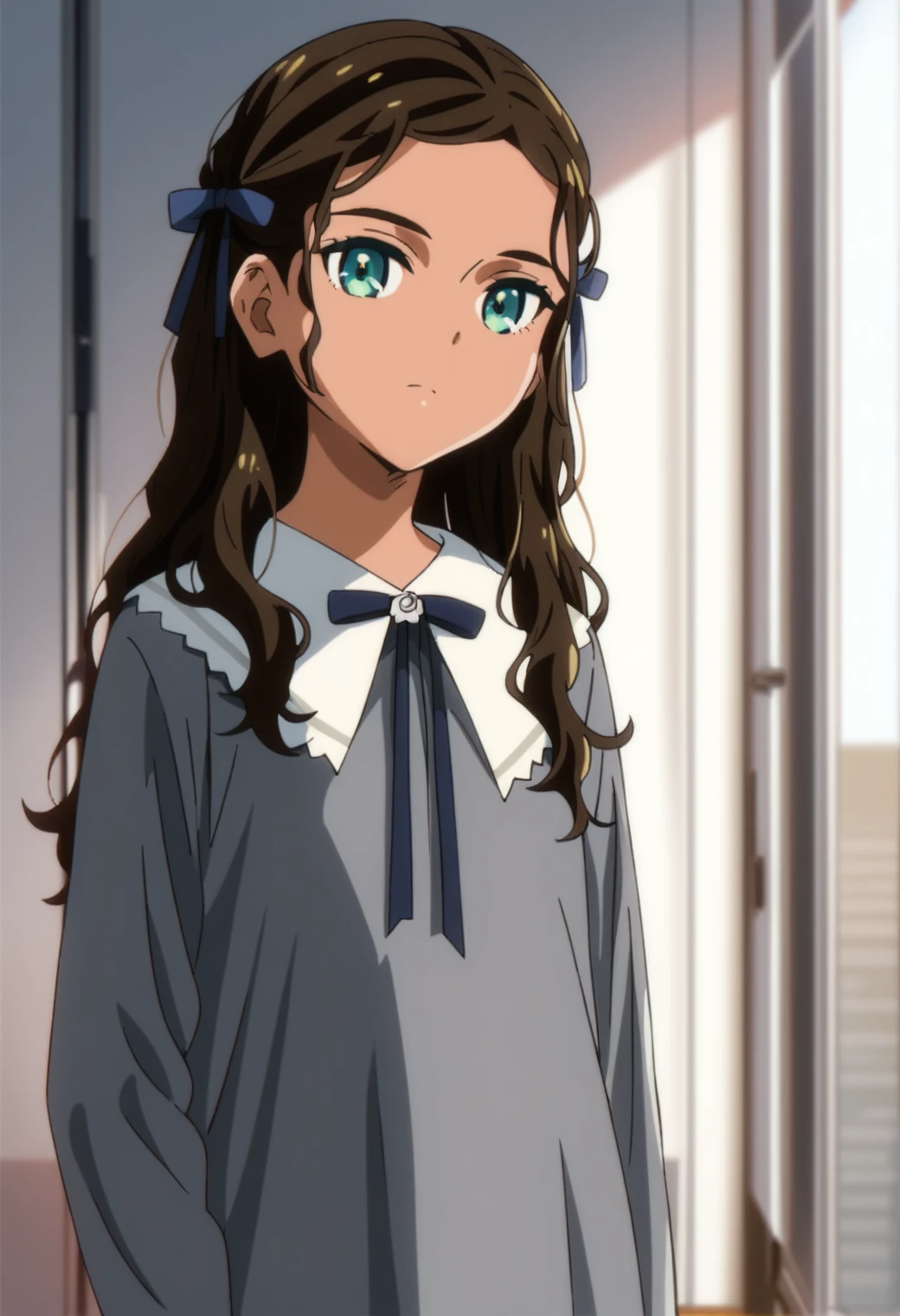 <lora:aonuma_neiru_ponyxl_lora_v1:1>, aonuma neiru, alternate hairstyle, wavy hair, hair ribbon, blue ribbon,
grey dress, collared dress, neck ribbon, blue ribbon,
cowboy shot,
score_9, score_8_up, score_7_up, score_6_up, anime, (hara \(harayutaka\):0.5), (m-da s-tarou, asou \(asabu202\):0.5), high quality, detailed, beautiful, shiny, outstanding, countershading, detailed soft lighting