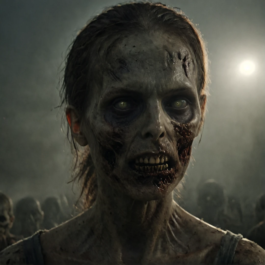 In an award-winning portrait photo, ((a Female zombie in caught in the red death)), capturing the grim reality of the post-apocalyptic school. The zombie's face is meticulously detailed and rendered with ultra-realism, Pieces of decaying flesh hang off, 
revealing fragments of her skull, while the yellow dead eyes penetrate the viewer's soul, The lighting is carefully crafted to be harsh and cinematic, casting dramatic shadows that accentuate the texture and decay of her skin,
The backdrop portrays a large, old, and decayed school on the brink of collapse, Rust and deterioration are evident, as overgrown plants reclaim the space, symbolizing the desolation of the once-thriving school, The composition is symmetrical, amplifying the sense of hopelessness and despair that permeates the scene,
In the distance, a large group of zombies walks through the overgrown school, Each zombie is highly detailed, with intricately rendered hair, eyes, and skin, intensifying the horror of their undead existence, 
The high-resolution image captures every minute detail, including the texture of decaying skin, the pores, and the chilling coldness of the zombie's appearance, nsfw, medium breasts,
The final photo should be a photorealistic and highly detailed representation, evoking a sense of horror and despair, Techniques such as depth of field and textured skin should be employed to add depth and realism to the image, immersing the viewer in the disturbing nature of the zombie apocalypse, White dead eyes, best quality, 
ultra-detailed, high res, perfect face, lighting, ray tracing, realistic, depth of field, High detail RAW color, Red goo, Goo, The red death, Red muscle tissue, Disgusting, Icky, Yucky, Gross, Someone caught in the red death, 
bloody, detailed, intricate, rotting zombie, photorealistic, decay skin, overgrown plants, perfect anatomy, Unreal Engine, ultra realistic skin, ultra realistic face, ultra realistic background, ultra realistic Environmental,
lost place, dark, Zombie, disturbing, zombie Apocalypse, realistic, highly detailed, cinematic light, falling apart, realistic, symmetrical, highly detailed, harsh lighting, cinematic lighting, contrast, textured skin, cold skin pores, hasselblad, hard light, 
gigapixel, 85mm, F/4, ((Large group of zombies walking Male/FemaleAdult/kid in the background)), ((realistic eyes)), ((realistic iris)), perfecteyes, realistic lips, Apocalypse, post-apocalyptic world, zombie apocalypse, (UHD, 8K, ultra detailed, best quality, best aesthetic, amazing detail, work of a master), 
sss, perfect hands, dark atmosphere, skin texture style, detailed skin pore, realistic skin style, volumetric lighting, cinematic lighting, sss, perfect hands, dark atmosphere, (highly detailed background, shallow depth of field), (Facing the camera), looking at viewer, Movie frame cinematic, 
((movie scene, cinematic scene)), (professionally color graded), ((bright soft diffused light)), volumetric fog, hdr 4k, 8k, ((realistic)), ((action scene, Crystal clear image, clear image)), dslr camera, 150mm camera, 150mp camera, 125 ISO sensitivity, Shutter speed 15 sec, 
Focal lengths at full frame equivalent, HDR, (Front facing), ((ray tracing, realistic, realistic face, realistic sky, Face Symmetry, Natural light, subsurface scattering)), skin tone style, 