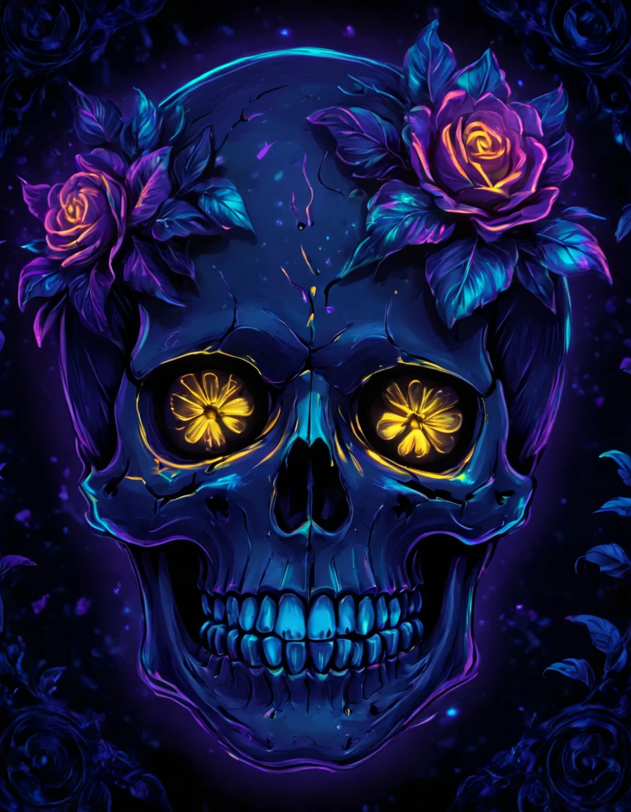 novuschroma80 style skull  blacklight art <lora:novuschroma80 style:1>