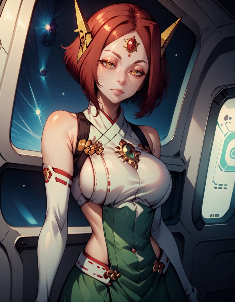 score_9, score_8_up, score_7_up,     
1girl, solo,
large breasts,
1girl, solo, 
KasameDG,
half-closed eyes, 
neon,  spacecraft interior, 
yellow eyes, short hair, red hair, 
 detached sleeves,elbow gloves, forehead jewel, headgear,skirt,
 <lora:Kasame DG PXL v01-000003:0.90>