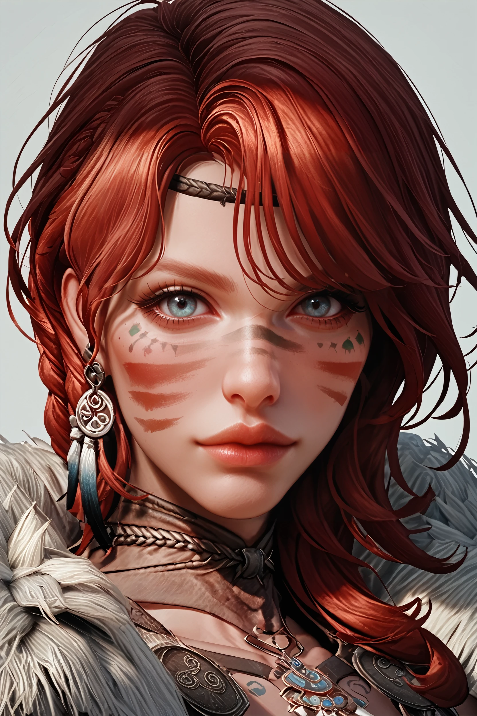 score_9, score_8_up, score_7_up
<lora:LADanika:1.0>
LADanika, 1girl, red hair, face paint, looking at viewer, simple background, portrait