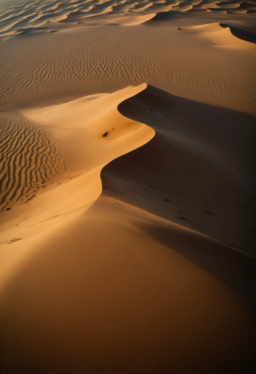 scenery, sand dunes, sunset, from above, top down view, wide angle, realistic, photorealistic, detailed, score_9, score_8_up, score_7_up