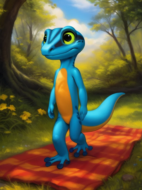 <lora:HodariGecYif:0.8> HodariGec, gecko,  blue body, green sclera, black eyes, green sclera, black eyes, yellow belly, chibi,
(solo focus), Looks at the viewer,  (( walking, ))
[ large window, (nature), forest, grass, day shining, clouds, flowers, blanket, blue pillows, candles, bed, pillows, ]
(beautiful, aesthetic, perfect, delicate, intricate, saturated colors), masterpiece, digital drawing, best quality,
[by kenket|by totesfleisch8], by thebigslick:by silverfox5213:0.8], [by syuro, by paloma-paloma::0.2, (Tricksta, TotesFleisch8)