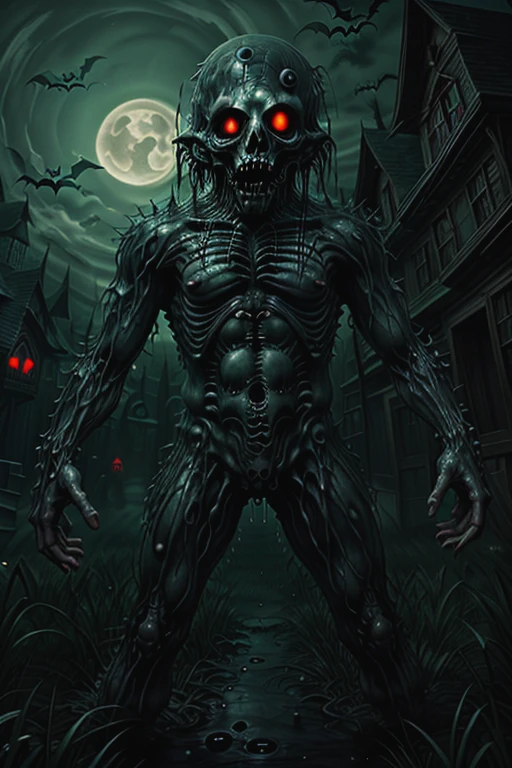 <lora:Genie_Spookified_V1:1>,a large mass of gelatinous ooze spookified,