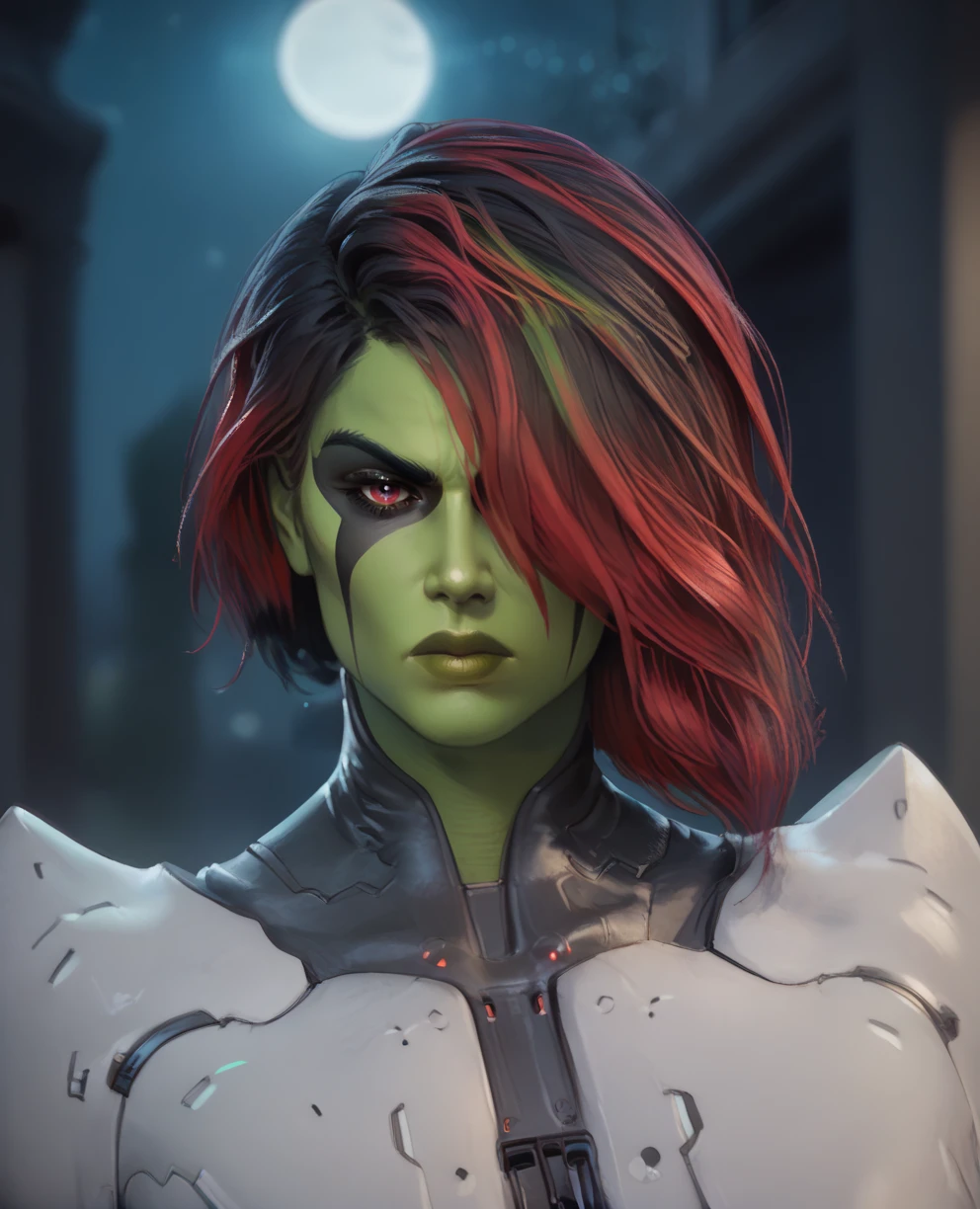 score_9,score_8_up,score_7_up,score_6_up,
Gamoraxl,green skin,multicolored hair,red eyes,hair over one eye,
black and white bodysuit,armor,
standing,upper body,serious,
science fiction,night,
looking at viewer,<lora:GamoraXL:1>,