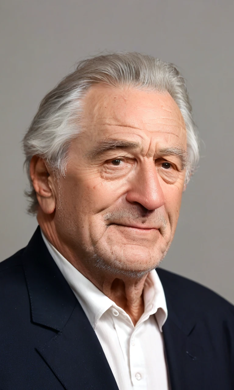 upper body,solo,(detailed face:1.2),solo,score_9, score_8_up, score_7_up, 1boy,robert deniro,grey-hair,solo,old,old man,aged_up,black suit,white shirt,simple_background,front,looking_at_viewer,adjust necktie