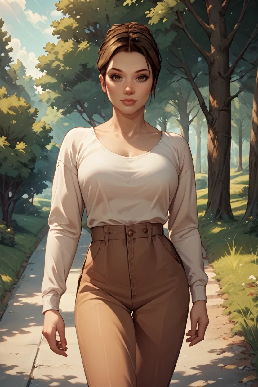 score_9, score_8_up, score_7_up, score_6_up
<lora:FCarla:1.0>
FCarla, 1girl, brown hair, looking at viewer, walking, countryside road lined with trees, late afternoon light casting long shadows, nostalgic and carefree vibe