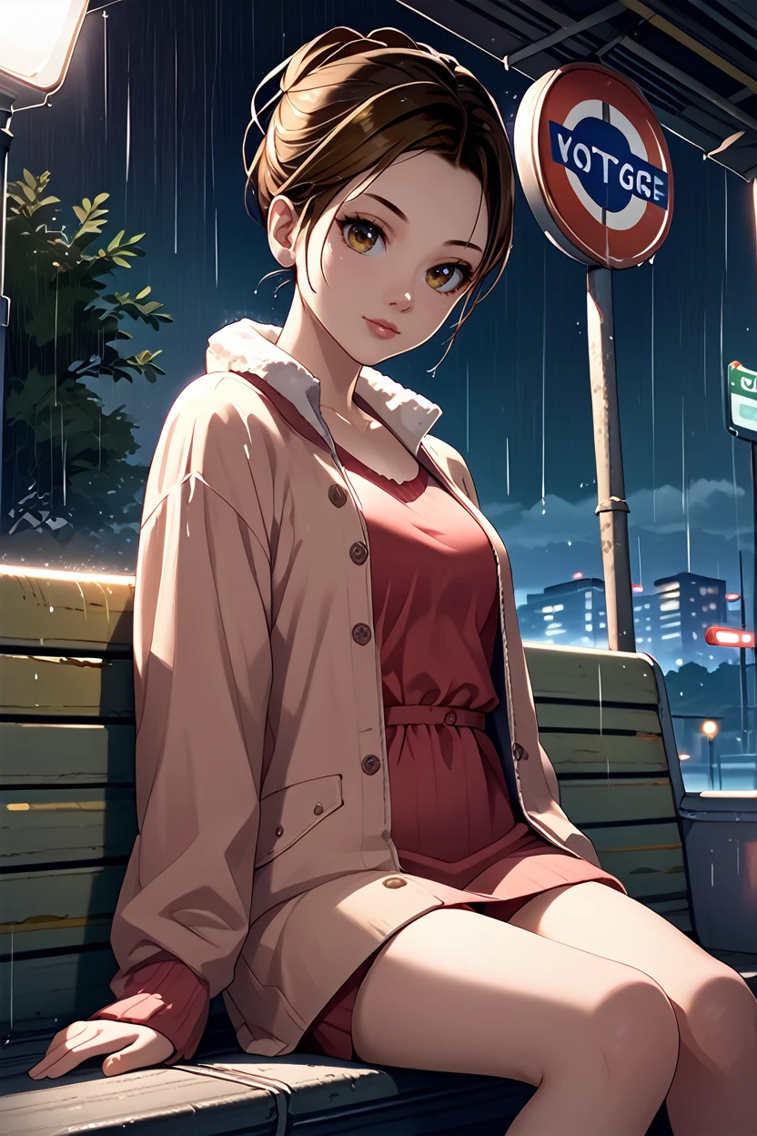 score_9, score_8_up, score_7_up, score_6_up
<lora:FCarla:1.0>
FCarla, 1girl, brown hair, looking at viewer, bus stop, night, rain, sitting, leaning back, dynamic lighting, modern, vogue