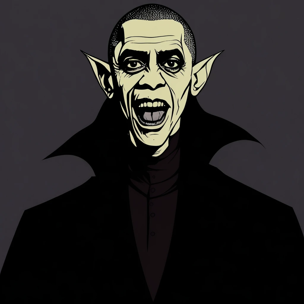 Barack Obama as Nosferatu the vampire.