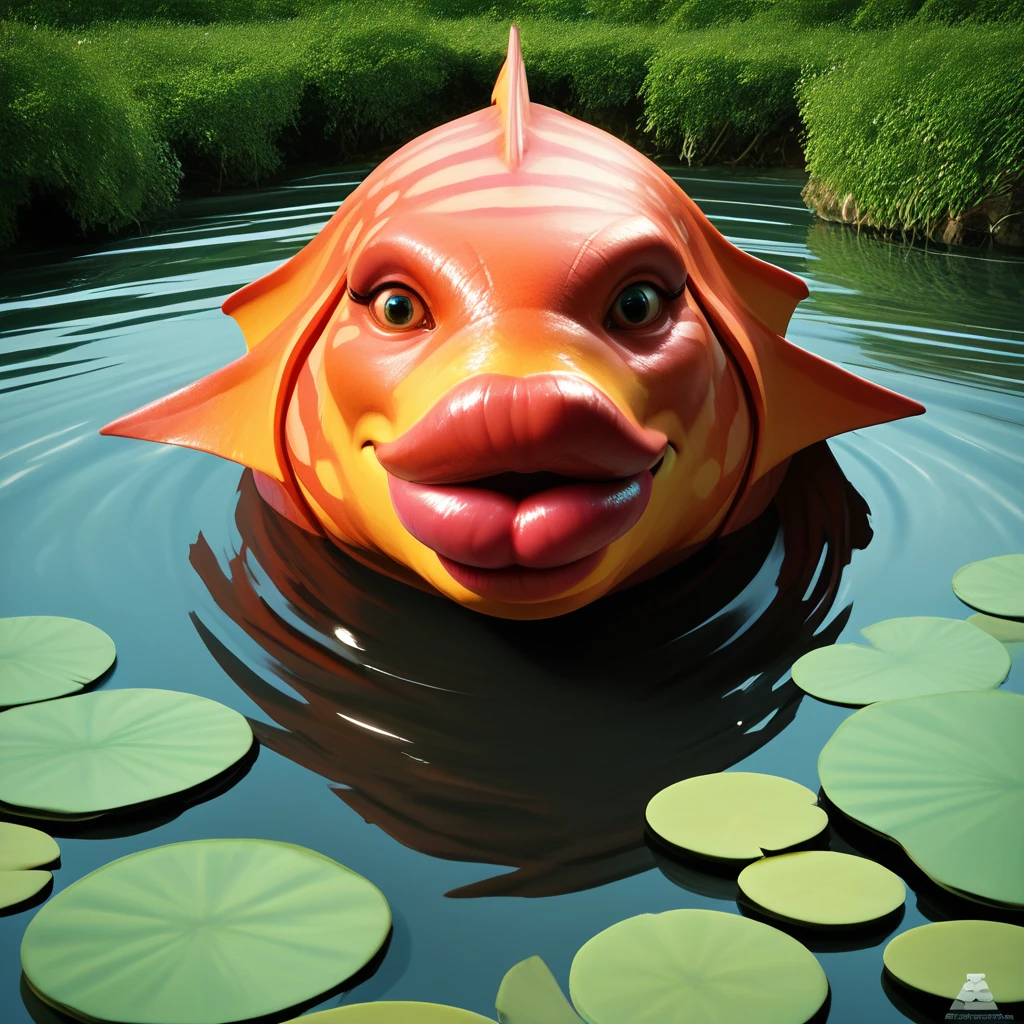 score_9, score_8_up, score_7_up, score_6_up, score_5_up, score_4_up, rating_safe, zPDXL2,dazstyle,no humans,animal focus,fish,big lips,pond,outdoors