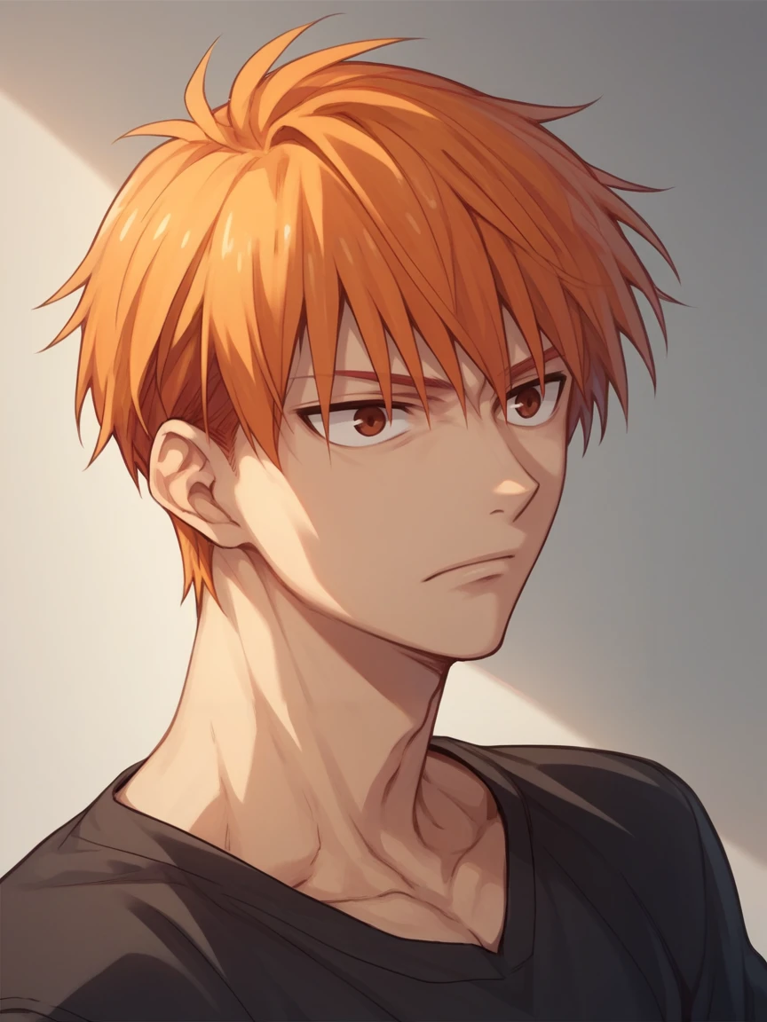 score_9, score_8_up, score_7_up, score_6_up, score_5_up,   <lora:KyoSohmaXLP:1> kyo sohma, 1boy, solo, orange hair, brown eyes, black shirt,