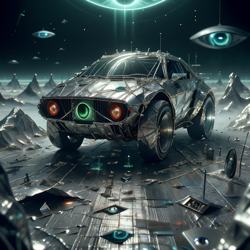 <lora:ConspiracyTech:0.9>, conspiracytech,  scifi,  occult , illuminati, eerie , foil,
(car:0.6), ground vehicle,