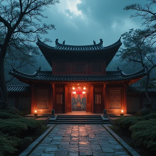 cinematic shot of chinese house