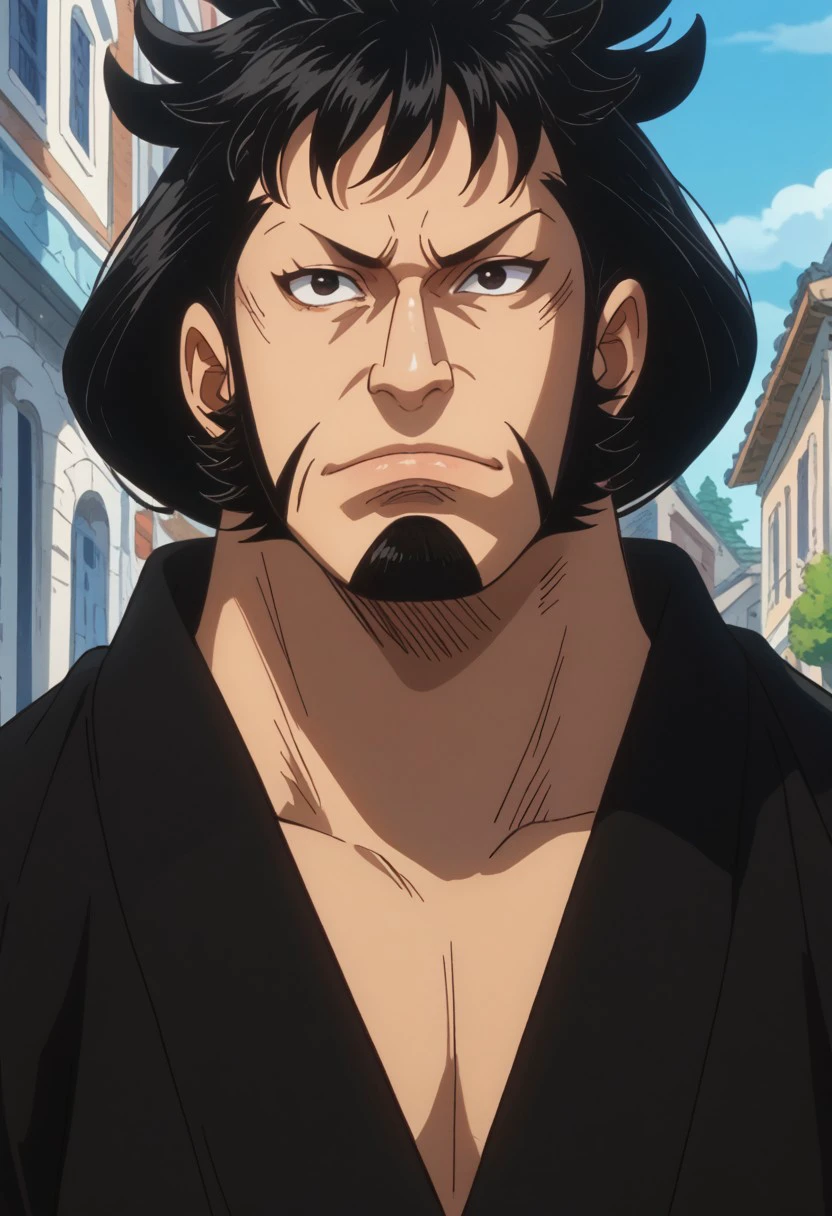 score_9, score_8_up, score_7_up, source_anime, rating_safe, KinemonOP, black_Kinemon_hair, black_Kinemon_facial hair, black_Kinemon_eyes, 1boy, male focus, anime screencap,