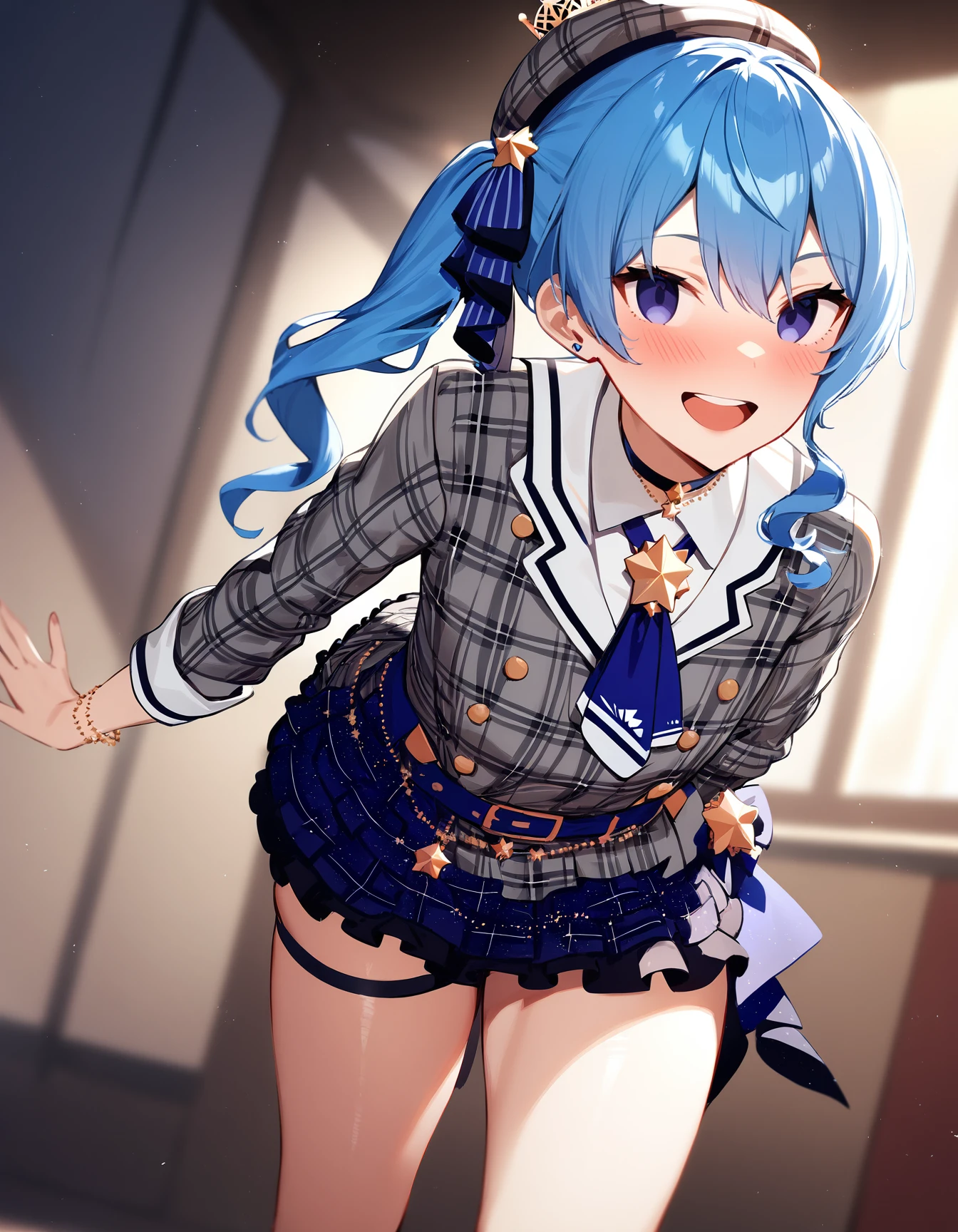 1girl, hoshimachi suisei \(1st costume\), hololive,
smile, (empty eyes, hypnotized eyes:1.3), looking at viewer,
masterpiece, best quality, very aesthetic, sensitive, 
<lora:neg4all_bdsqlsz_xl_V91:1.0>  <lora:emptyeyes_anmgn31_B:1>,