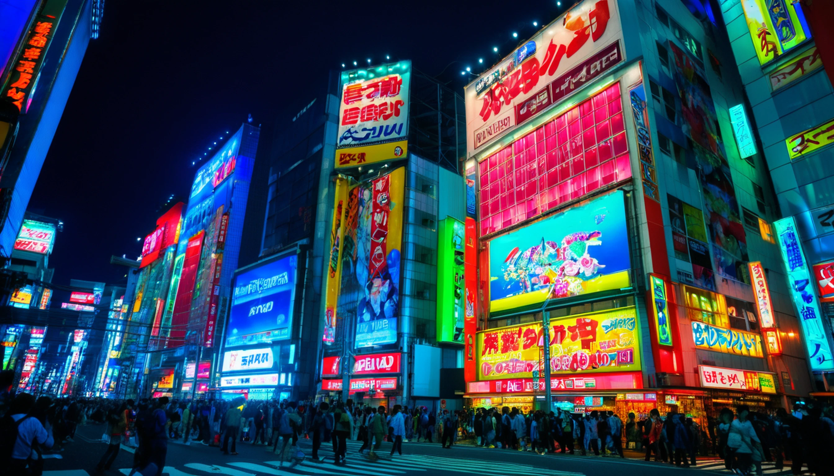 raw photography, (wide angle:1.3), 
night,akihabara \(tokyo\), city, street, car, tall building, Giant billboard with cartoon pictures, colorful neon light, colorful neon light, colorful neon light, colorful neon sign, colorful neon sign, colorful neon sign, (blurry background, bokeh:1.3), scenery, <lora:Akihabara:0.9>