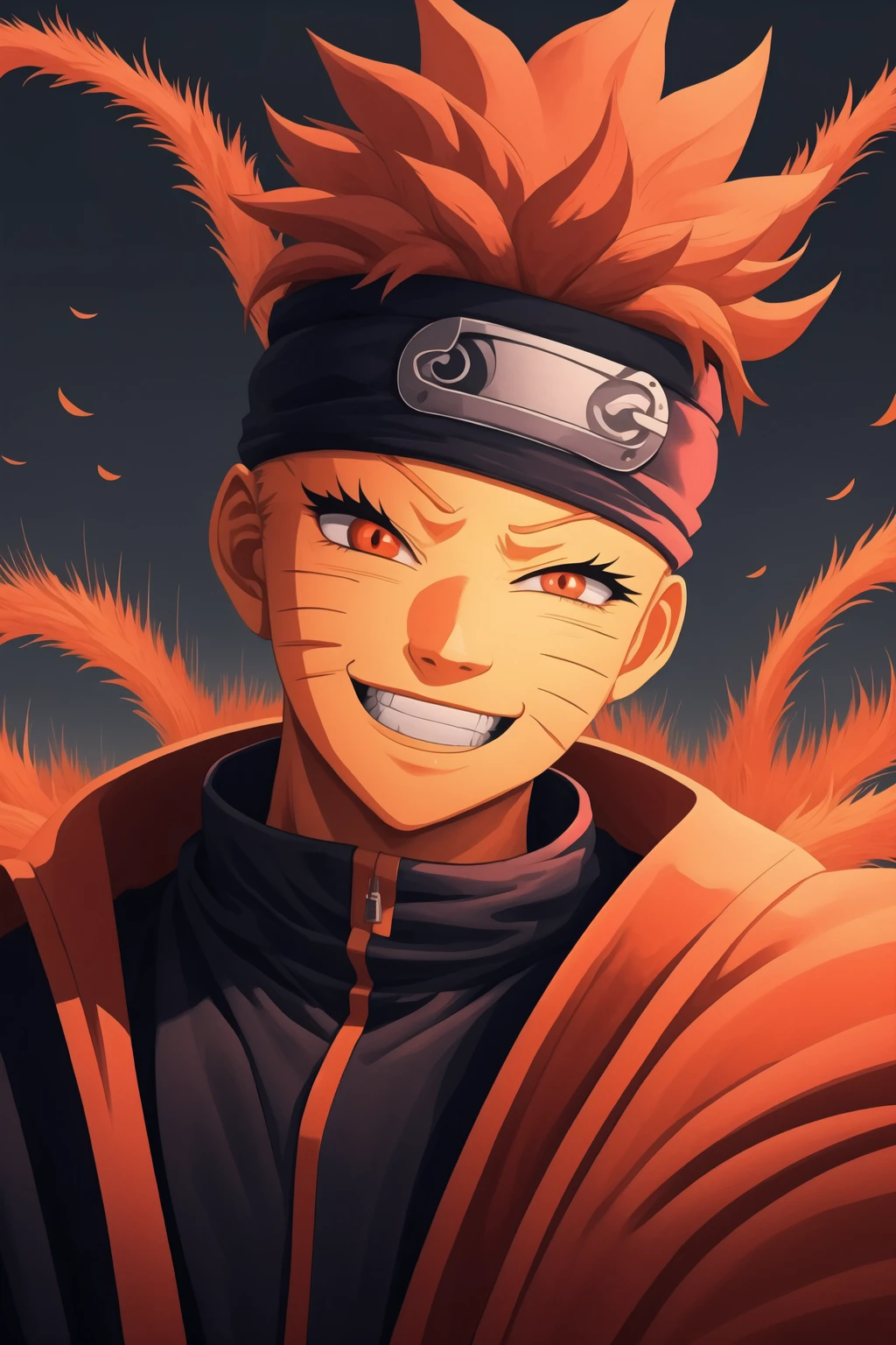 portrait of uzumaki naruto smiling,  rfktr style,  <lora:fantasia9:0.7>