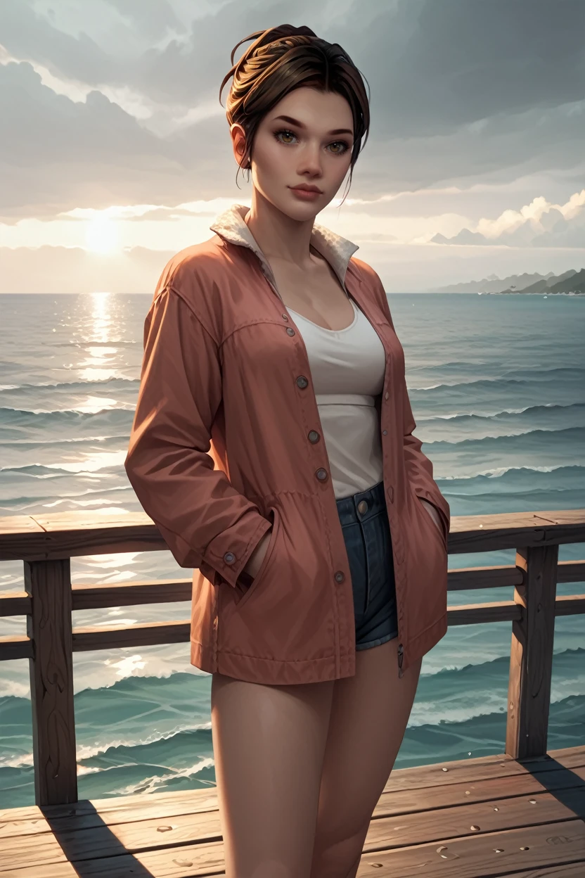 score_9, score_8_up, score_7_up, score_6_up
<lora:FCarla:1.0>
FCarla, 1girl, brown hair, looking at viewer, standing on a pier, looking out at the ocean, hands in pockets, overcast sky with hints of sunlight breaking through, calm and introspective atmosphere