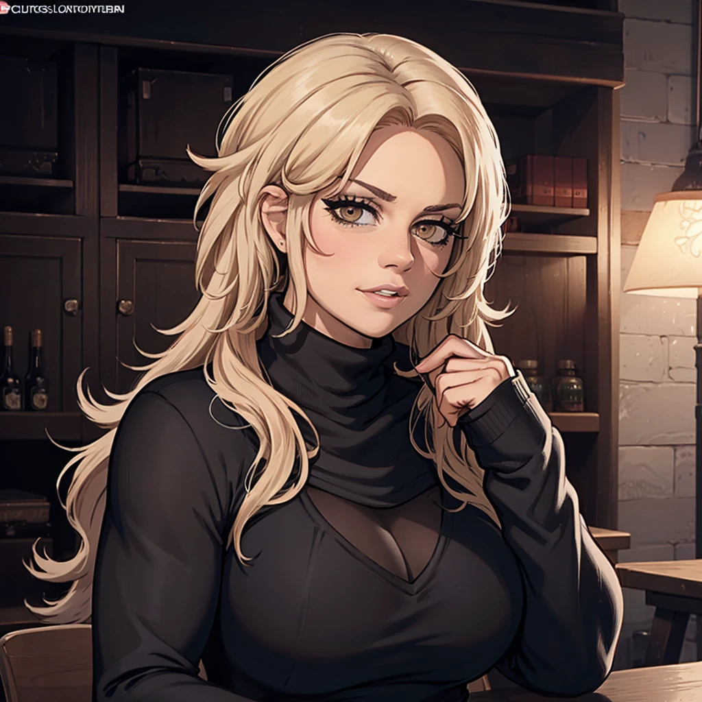 Best_QualityPos, RAW photo, intricate details, best quality, 8k uhd, soft lighting, 1girl, solo, kaitlyn, long hair, blonde hair, brown eyes, black turtleneck sweater, long sleeves, toned  <lora:Kaitlyn:0.7>