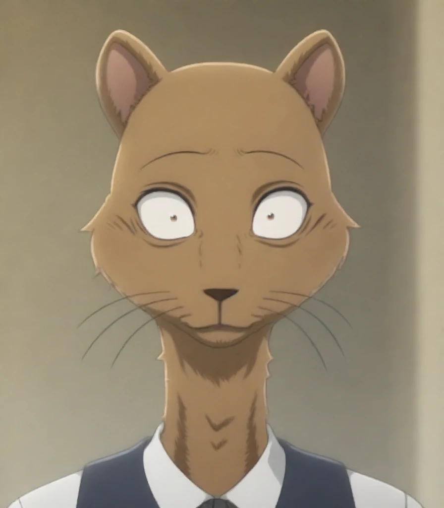 kaiBS, mongoose, anthro, relaxed, portrait, wide eyes, looking at viewer, source_anime, o-mouth, head tilt