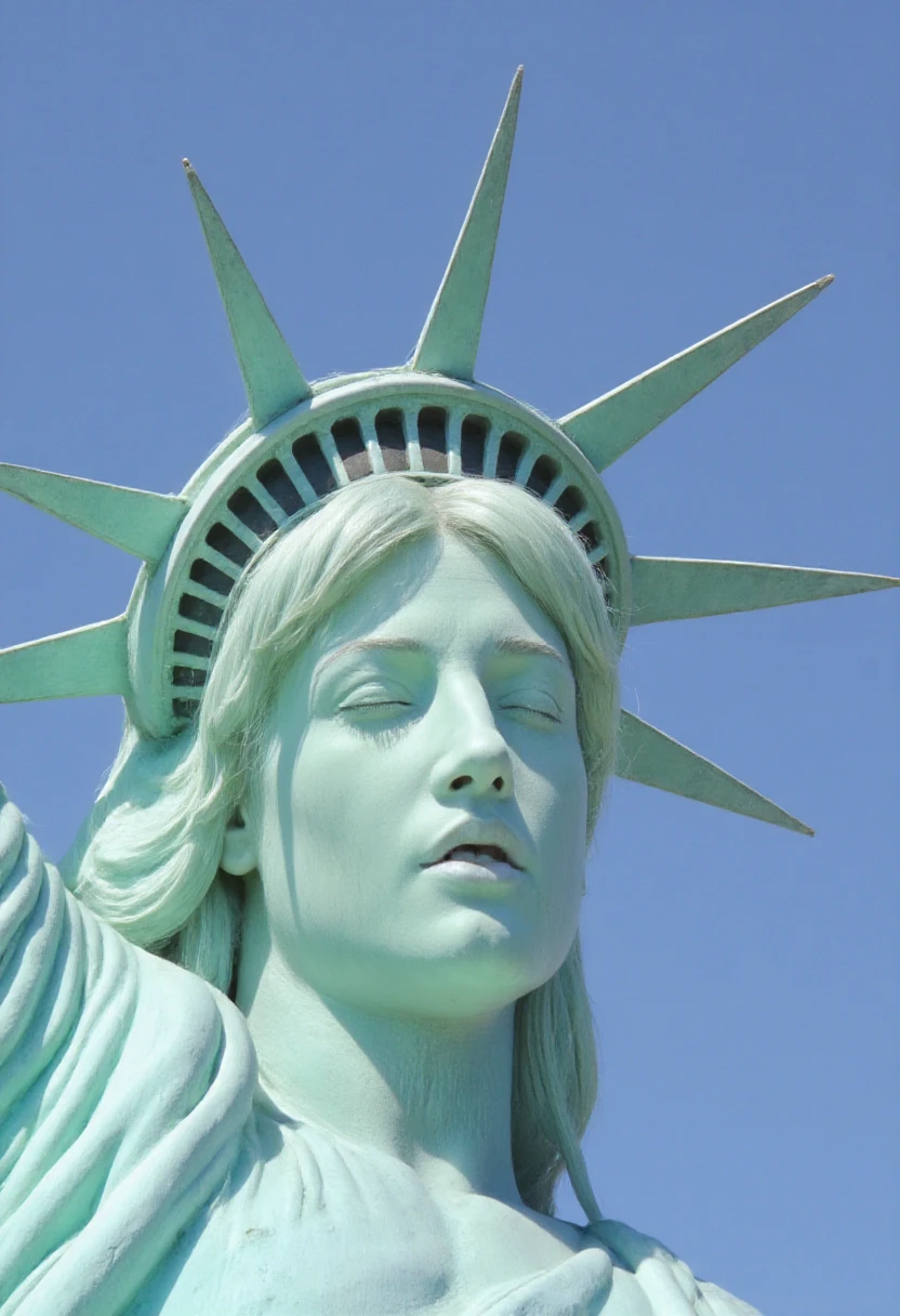 the statue of liberty with an orgasmface