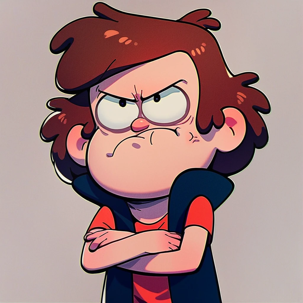 score_9_up, score_8_up, score_7_up, dipper, 1boy, solo, pout, angry, own arms,