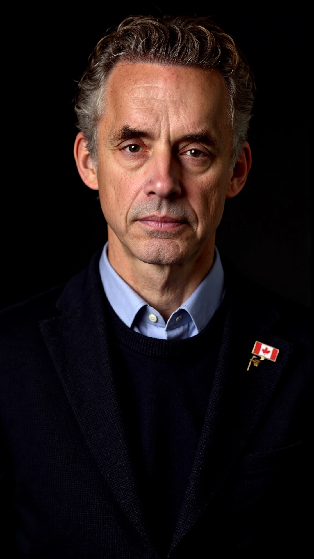 <lora:Jordan_Peterson_LoRA:1> The presidential portrait of Jordan Peterson, high definition, aesthetic lighting, wearing a pin with the Canadian flag, full body