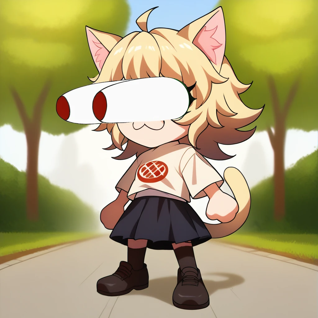 score_9, score_8_up, score_7_up, score_6_up, score_5_up, score_4_up, rating_safe,osiimi,1girl,solo,necoarc,chibi,awooga,blonde hair,cat ears,:3,cat girl,chibi,full body,shirt,skirt,stockings,shoes,outdoors,park,<lora:PonyAwooga:1>,   <lora:necoarc-guy-PONYv1_1:0.9>