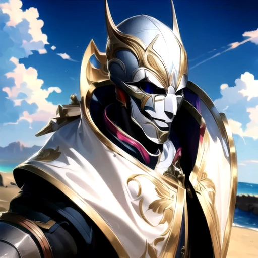 Highly detailed, High Quality, Masterpiece, beautiful, mask, cape, armor, hjhin <lora:hjhin:1>