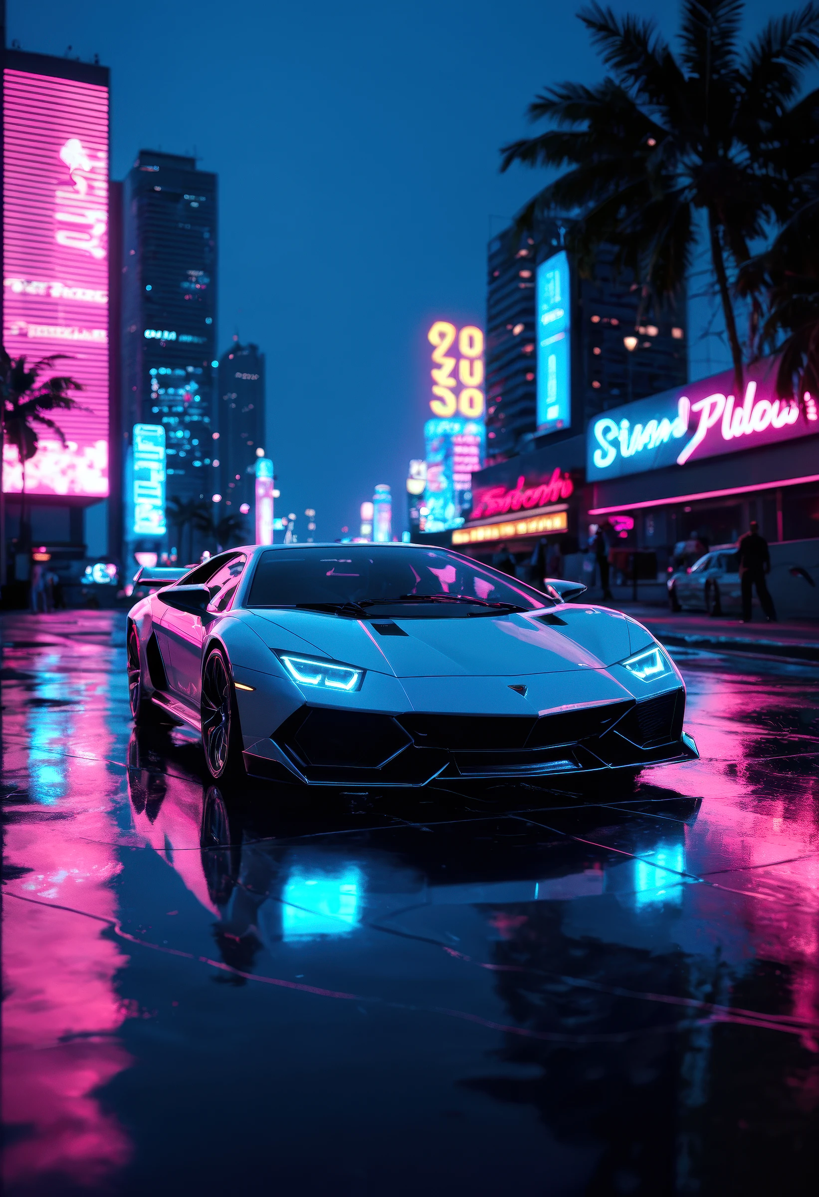 score_9, score_8_up, score_7_up closeup!! isometric macro photo of concept lamborghini futuristic super car on a reflective black floor, synthwave, neon, tron, hyper detailed, smooth, high contrast, volumetric lighting, golden ratio, octane, vibrant rich deep color