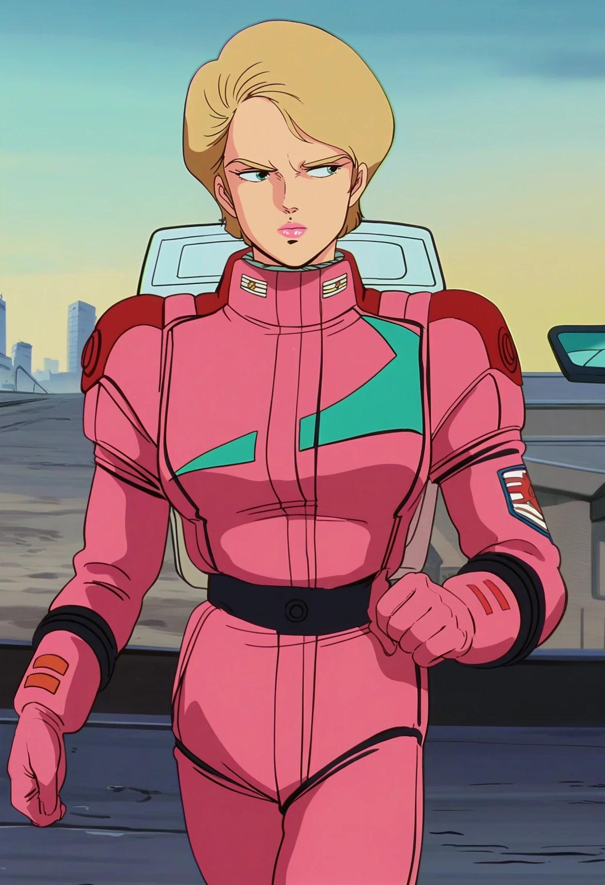 score_9, score_8_up, score_7_up, score_6_up, source_anime, anime screencap, anime coloring, <lora:LilaMillaRira_epoch_9:0.8>, LilaMillaRira, short hair, blonde hair, green eyes, lipstick, pink lips,
pink gloves, pink spacesuit, pink helmet,
walking, looking away, serious, solo,
BREAK smog, dust, cityscape,