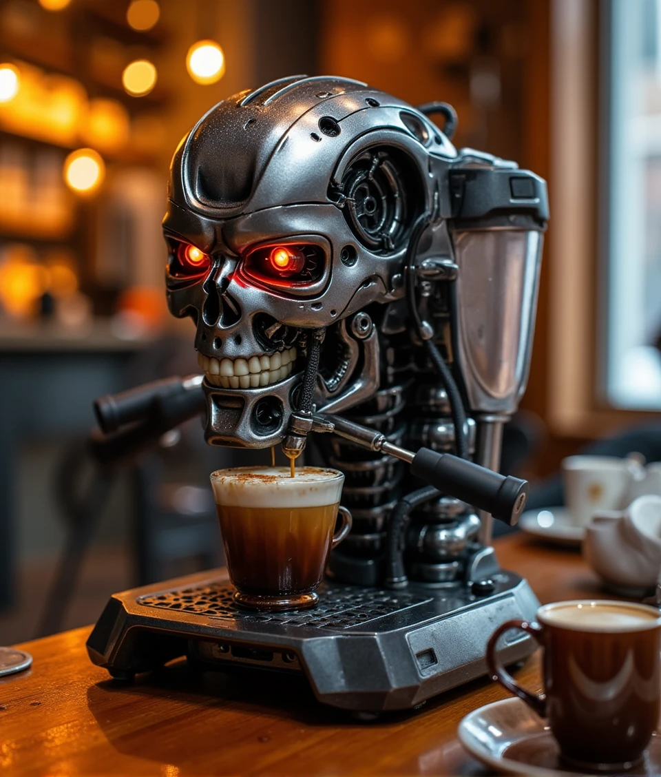 terminator-800,a coffee-maker machine on table