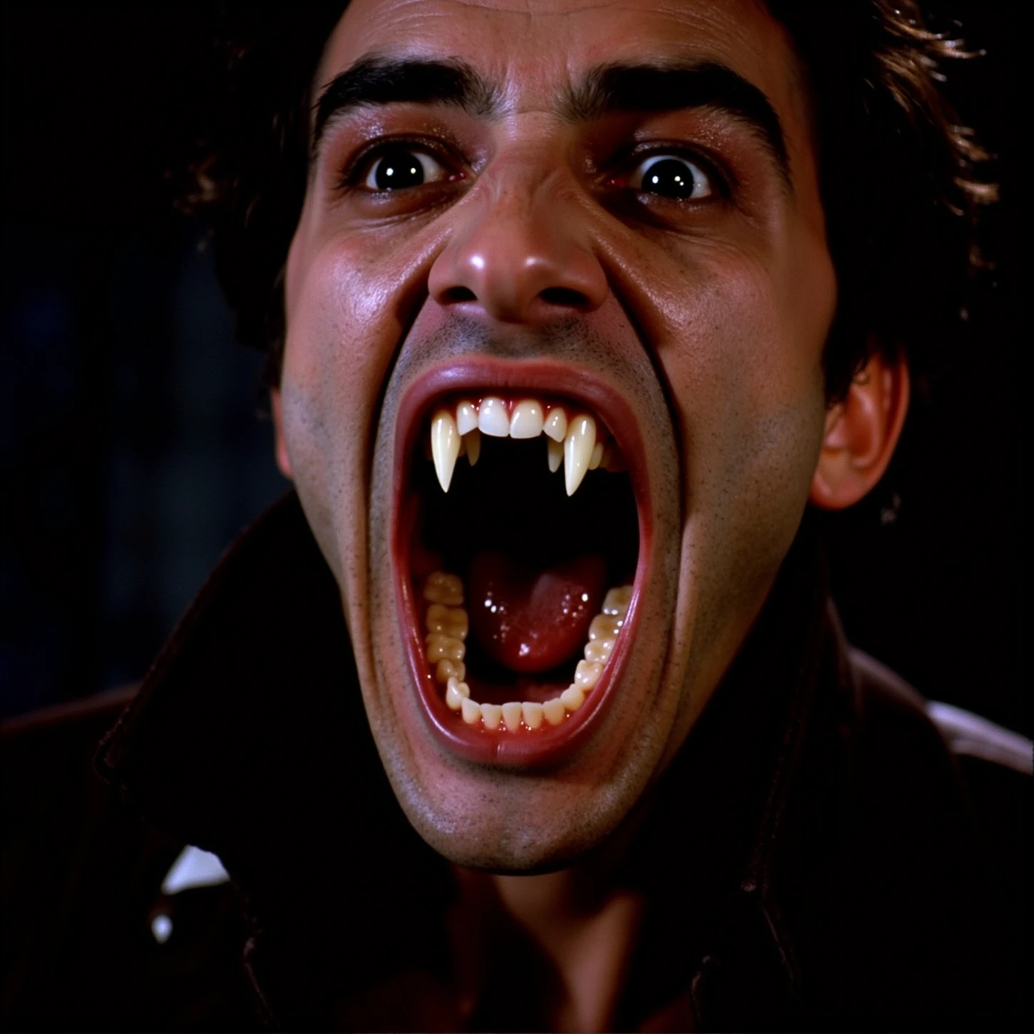 A male vampire standing aggressively on a graveyard, vampire bats are flying aggressively, night, horror, movie poster, oil painting effect, angry, motion, Indian, red eyeball, moon, long teeth, long nail,