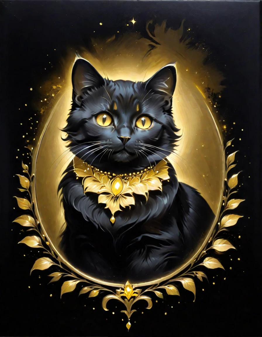 golden-darkness,masterpiece, professional artwork, gold theme, black background, portrait of a cute cat<lora:Golden_Darkness_Style_SDXL:0.8>