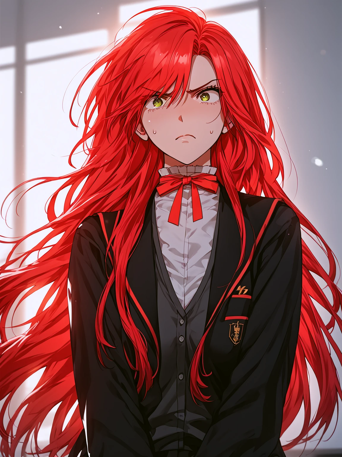 Long shot, full shot, motion blur, soft focus, long hair, random angle, schoolgirl uniform, neck ribbon, long hair, lazy eyes, annoyed face, short neck,

background, school

female focus, full shot, embarassed, soft focus, blurry lens, aesthetically pleasing, 5 fingers, anime_style, score_9, score_8_up, score_7_up, score_6_up, source_anime, masterpiece, best quality, 8k, highres, wallpaper quality, lens_blur, shallow_focus, vignette, anime_style, rating_explicit, full shot, newest, soft_focus, very aesthetic, BREAK, diffuse_blur, 50mm_lens, blurry_background, foreground blur, cowboy_shot, //Character1, 1girl, solo, long hair, single character, perfect anatomy, voluptuous body, bangs, green eyes, red hair