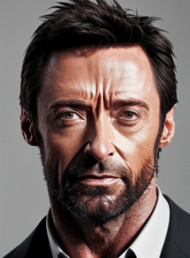 hugh jackman ,21st Century, Rotoscope animation, 3D Modeling, Portrait Photography ,Photobashing <lora:Hugh_Jackman:1>