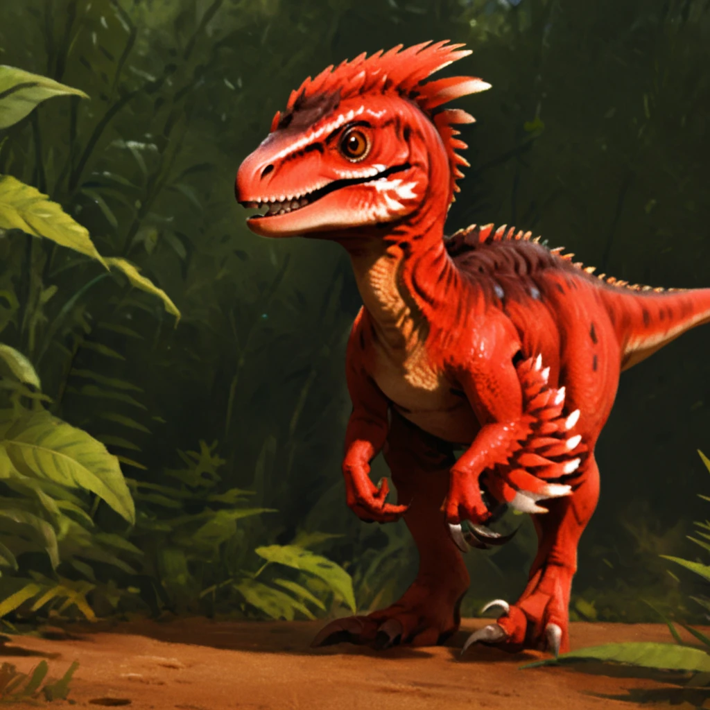 red Raptor, cute, nqq_picturebook   <lora:Raptor_ark_SDXL-000004:0.8> <lora:children huiben11-20231007:1>