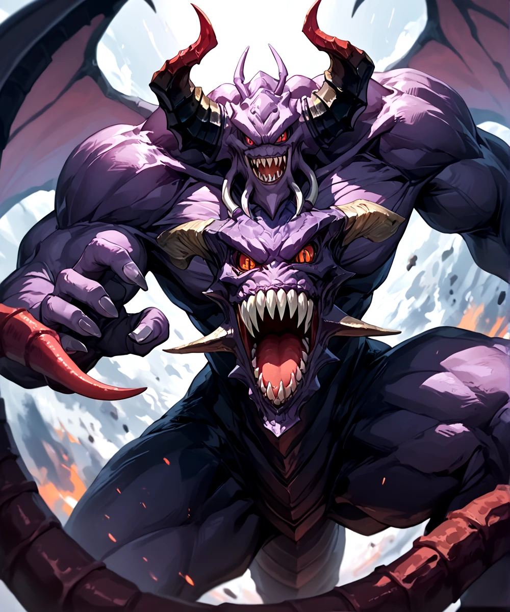 score_9, score_8_up, score_7_up,
<lora:Zorc_Necrophades_(Yugioh)_(Pony)_(AD):1> Zorc, Yugioh_anime, powerful muscular body, purple skin, red eyes, horns, 
8K, In'ei, chiaroscuro, depth of field, clear_eyes,
perfect hands, perfect proportions, 
dynamic pose, detailed anime background, detailed photographic fluffy anime clouds, masterclass anime, demon, monster, sharp teeth, in the style of the anime Yugioh, Zorc Necrophades, sharp teeth, teeth, tail, colored sclera, slit pupils, kaijuu, monster, giant, 
BREAK zPDXL, zPDXLxxx,