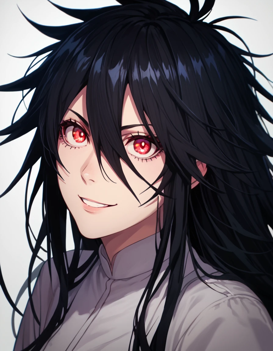 <lora:GoGoLoserRanger:1>score_9, score_8_up, score_7_up, score_6_up, score_5_up, score_4_up, source_anime,  , smile, dynamic pose,   FighterXX, long hair, black hair, red eyes, hair between eyes, messy hair,