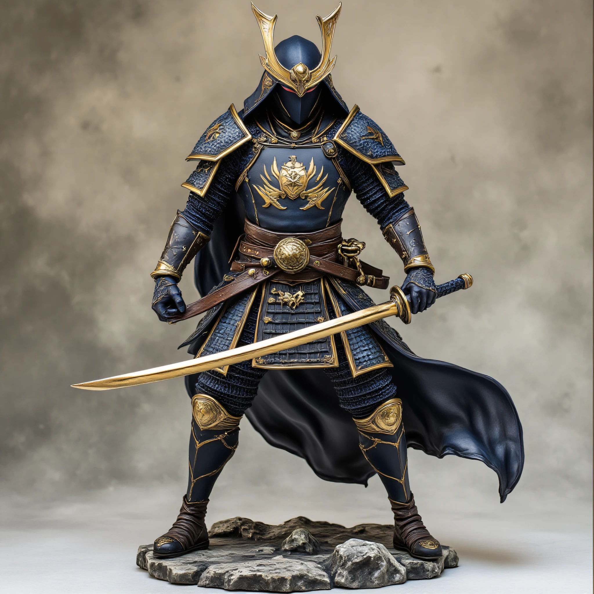 ArsFigurine, Vinyl statue, Samurai warrior in full armor, sword drawn