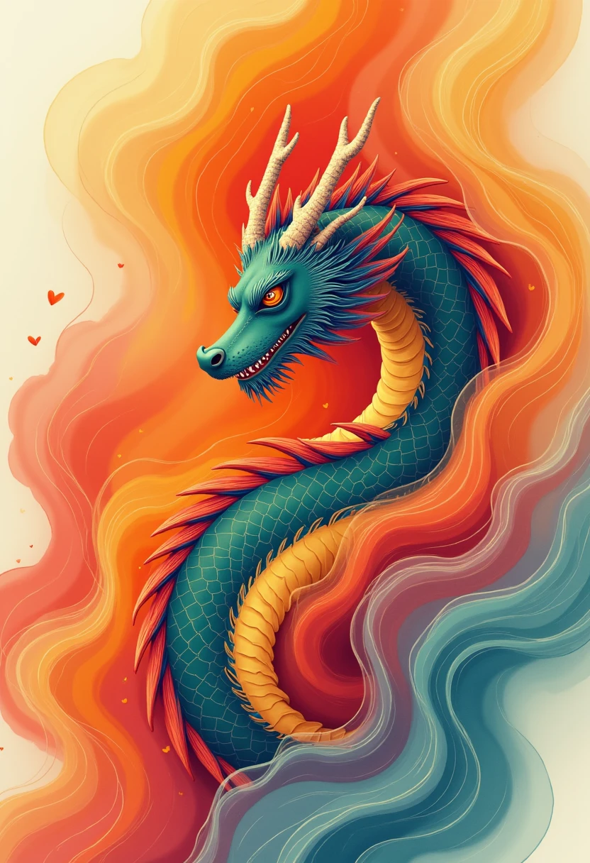 imagine an abstract poster style image of a dragon