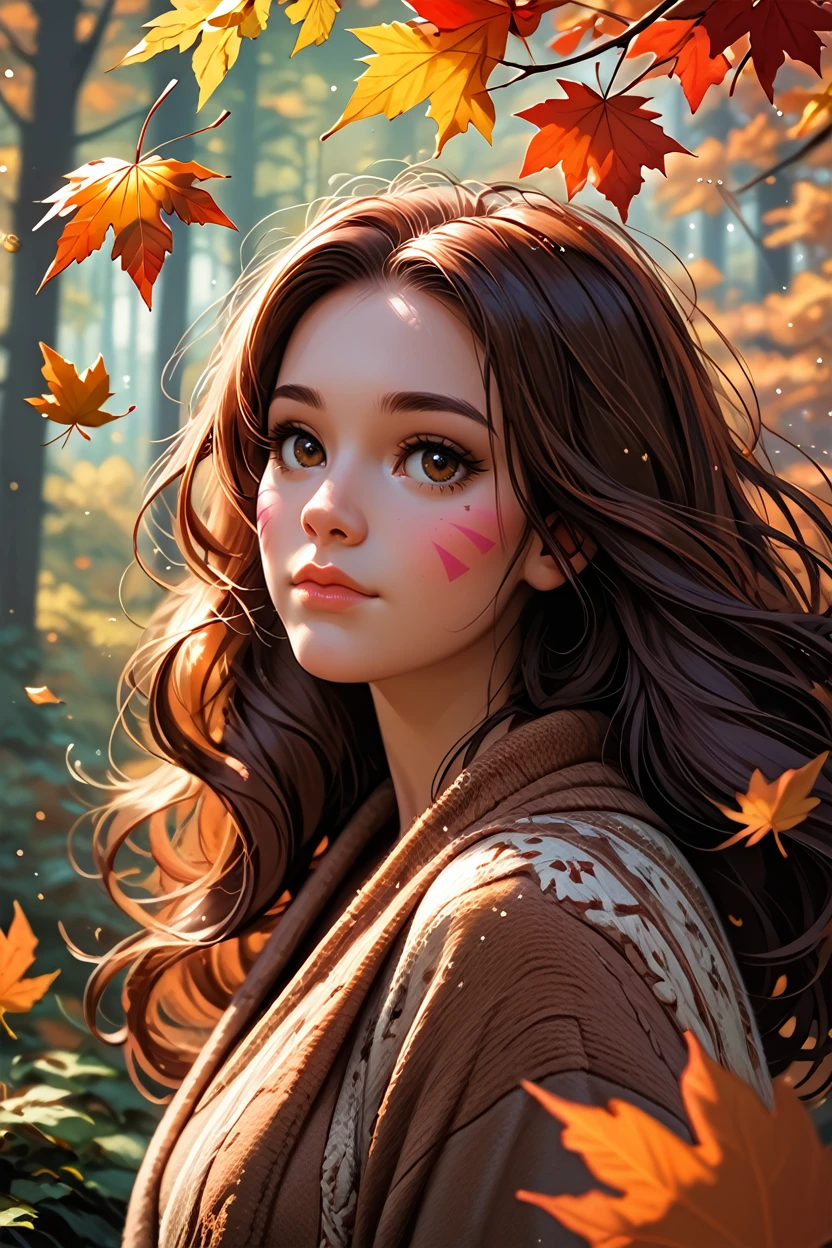 score_9, score_8_up, score_7_up
<lora:ODVA:1.0>
ODVA, 1girl, brown hair, brown eyes, long hair, whisker markings, autumn forest with falling leaves in the background, warm earthy tones, cozy and nostalgic feel