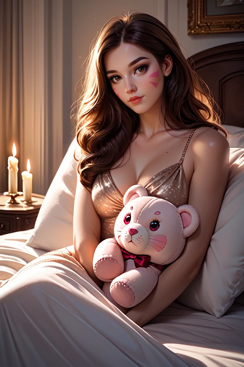 score_9, score_8_up, score_7_up
<lora:ODVA:1.0>
ODVA, 1girl, brown hair, brown eyes, long hair, whisker markings, reclining on a plush bed, satin sheets, dimly lit room with candles, soft shadows on the walls, intimate and luxurious setting