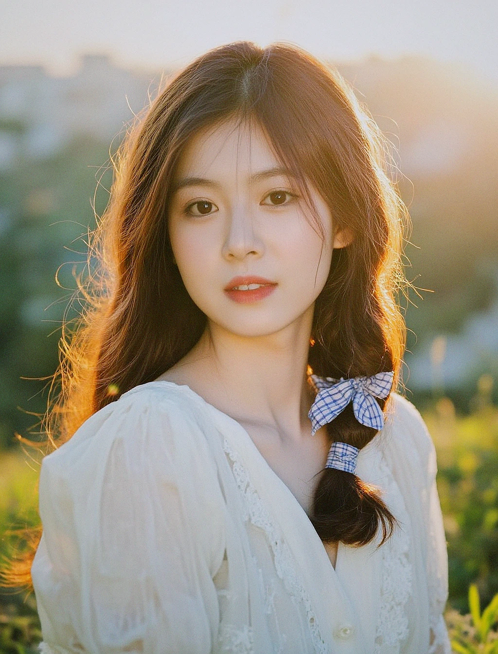 rimlight, outdoor portrait of a beautiful asian girl
