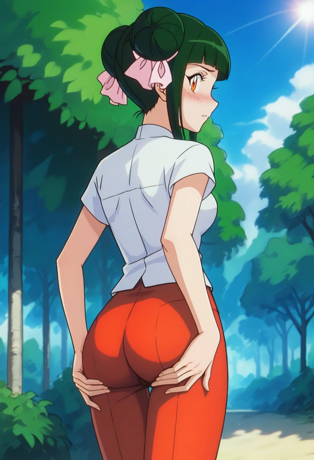 Best Quality)), ((Masterpiece),Sailor Jupiter,Makoto Kino, naked,in the park,showing butt,opening butt,