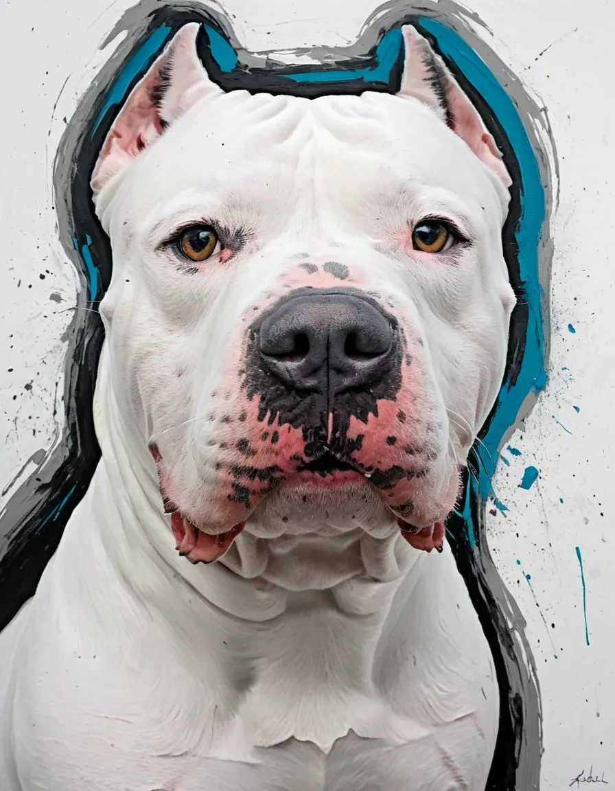 <lora:White_Pitbull_Dog_SDXL:0.8>  professional headshot portrait of a White Pitbull Dog ,  abstract expressionism art style, emphasizes spontaneous and gestural brushwork, explores emotions and inner thoughts, non-representational and subjective, influenced by the subconscious and the act of painting itself