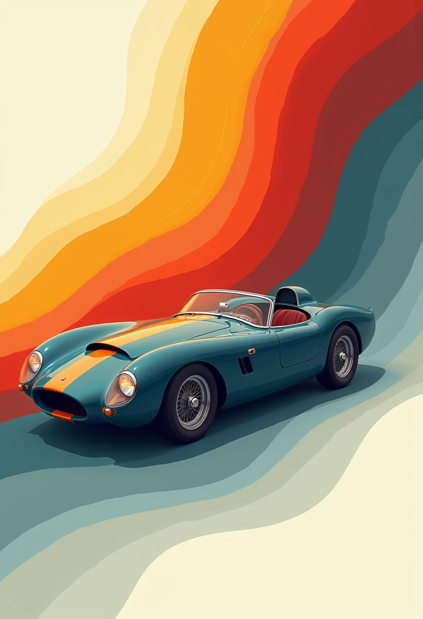 imagine an abstract poster style image of a classic sports car